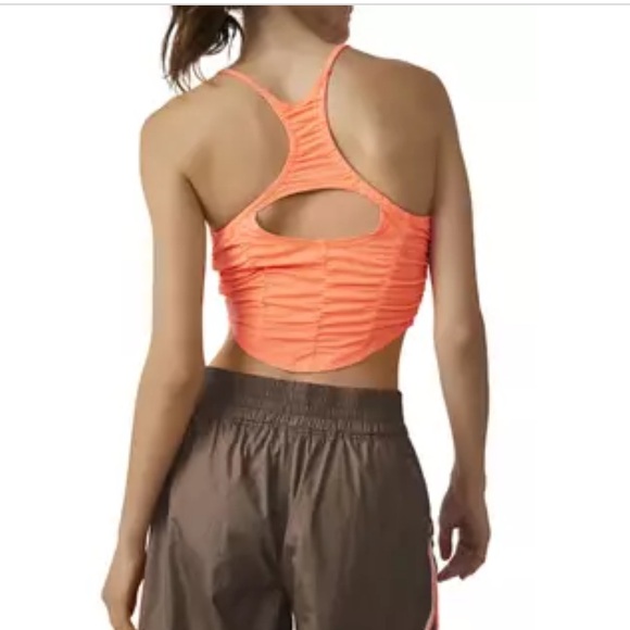 Free People Movement Shirr Enough Cami Top Neon Coral size Small - Picture 3 of 13